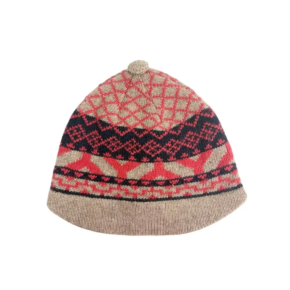 Pistil Mariko Winter Hat Fair Isle Tan Orange Wool Blend OS
